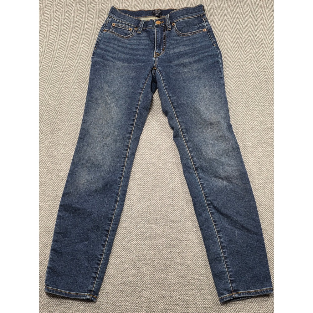 J‎ Crew 8 Inch Mid Rise Skinny Jeans Medium Wash Womens Size 25